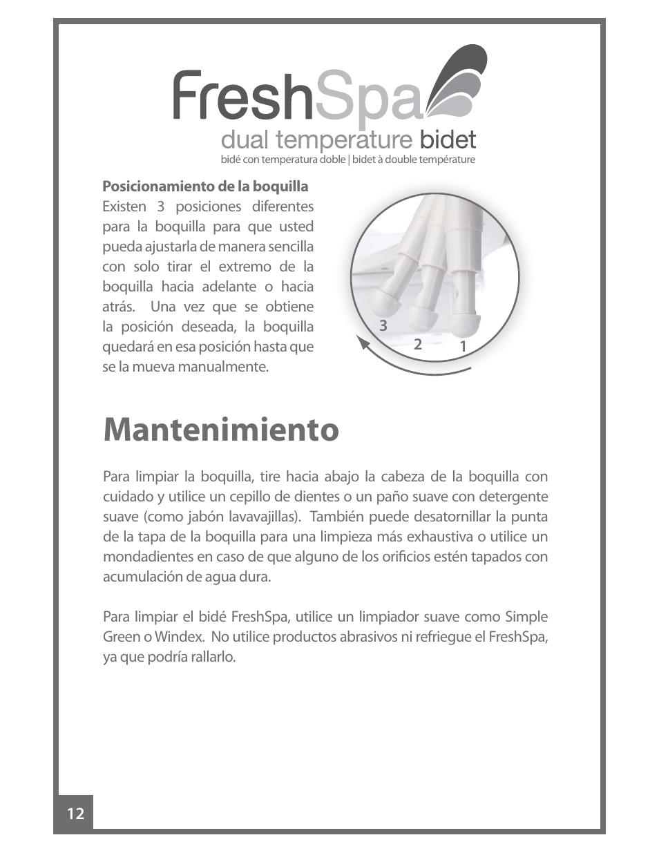 Mantenimiento | Brondell FreshSpa Dual Temperature Bidet User Manual | Page 30 / 52