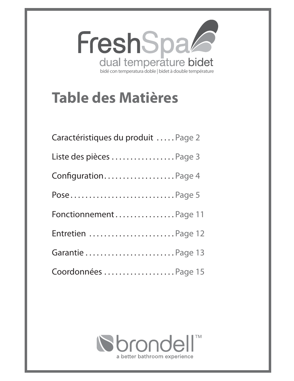 Brondell FreshSpa Dual Temperature Bidet User Manual | Page 35 / 52