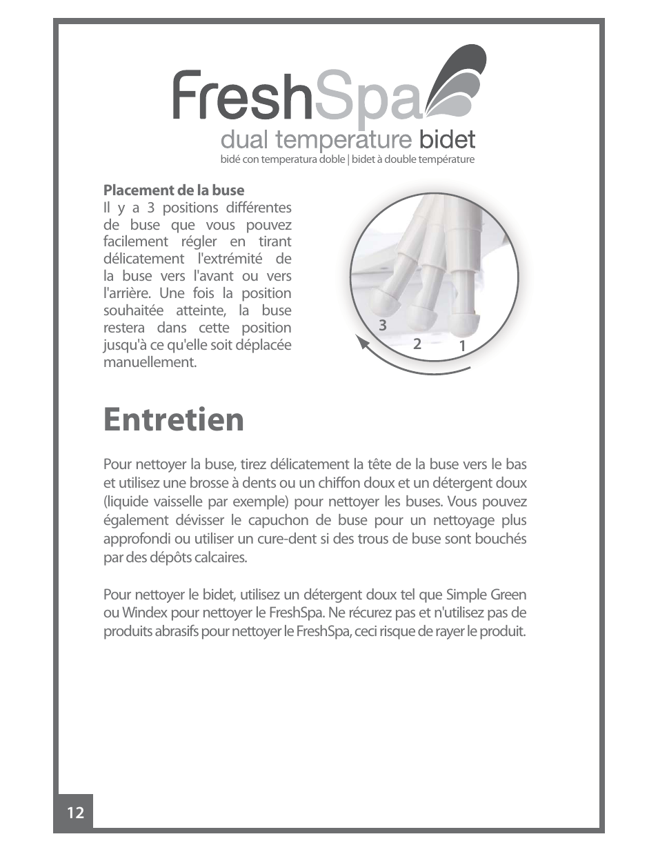 Entretien | Brondell FreshSpa Dual Temperature Bidet User Manual | Page 46 / 52