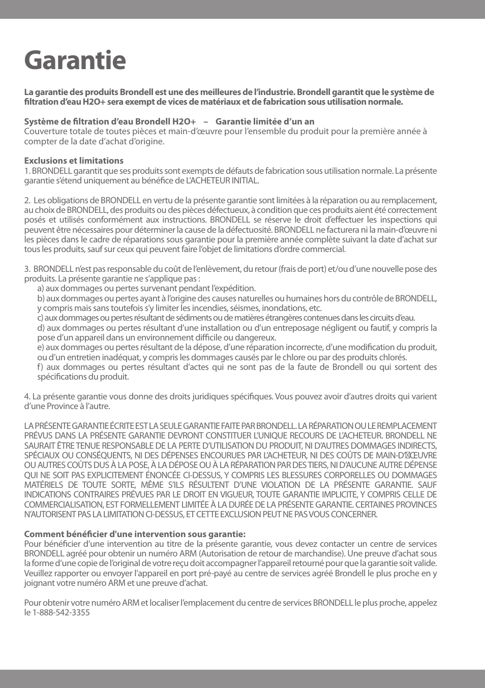 Garantie | Brondell H2O+ Water Pitcher Filtration System User Manual | Page 27 / 32