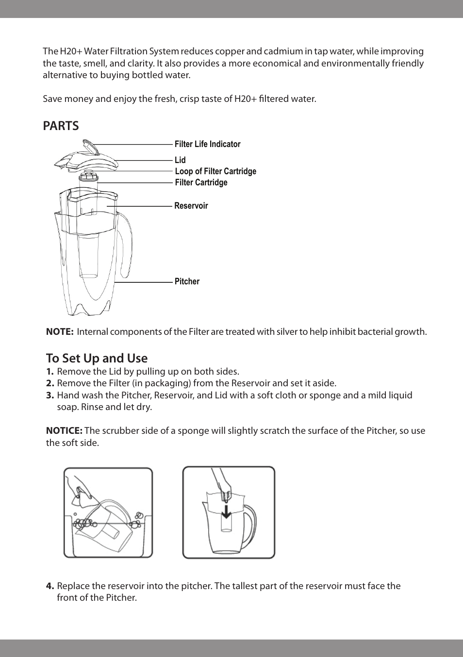 Parts | Brondell H2O+ Water Pitcher Filtration System User Manual | Page 4 / 32