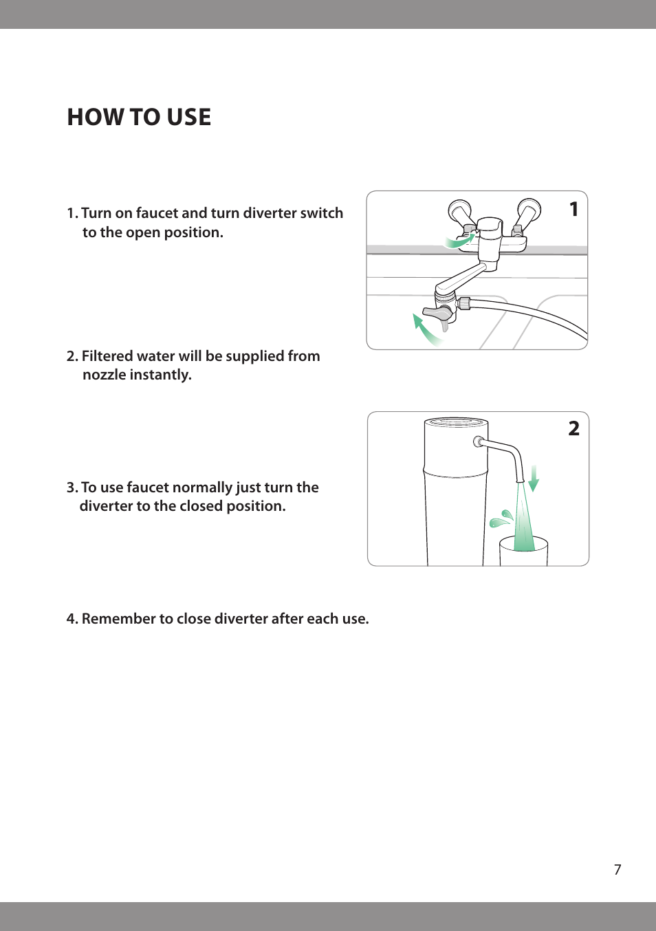 How to use | Brondell H2O+ Pearl H620 Water Filtration System User Manual | Page 9 / 56