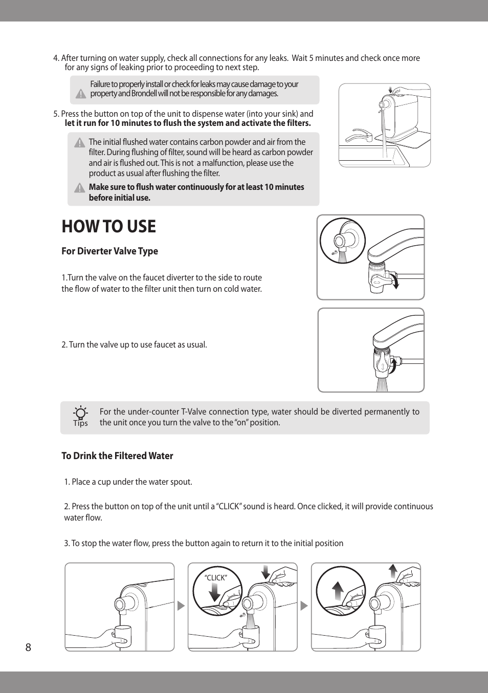 How to use | Brondell H2O+ Cypress H630 Water Filtration System User Manual | Page 10 / 60