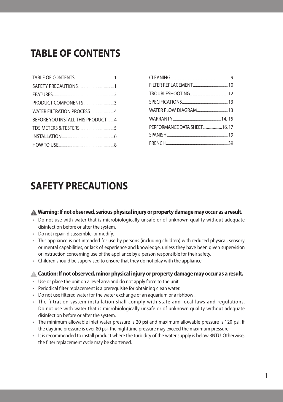 Brondell H2O+ Cypress H630 Water Filtration System User Manual | Page 3 / 60