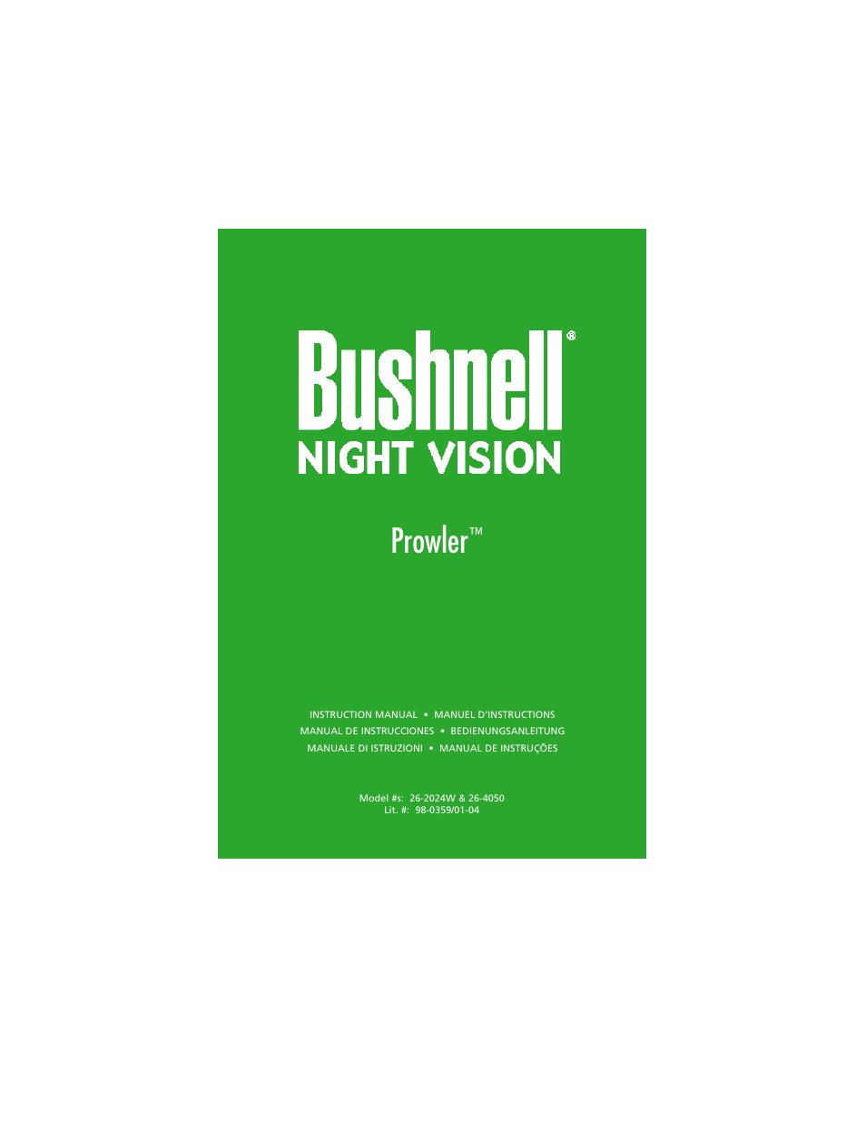 Bushnell PROWLER 26-2024W User Manual | 15 pages