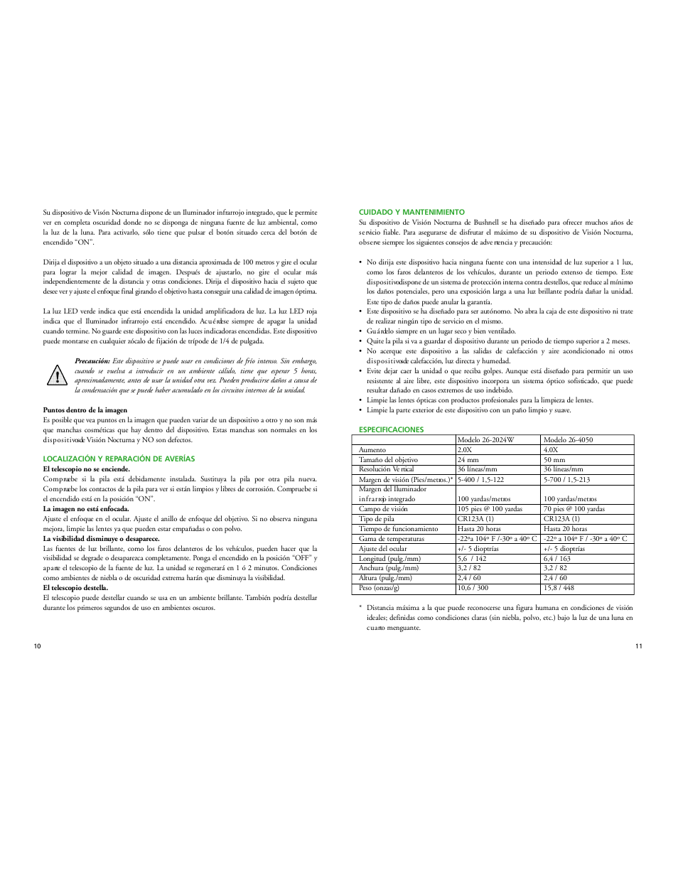 Bushnell PROWLER 26-2024W User Manual | Page 7 / 15