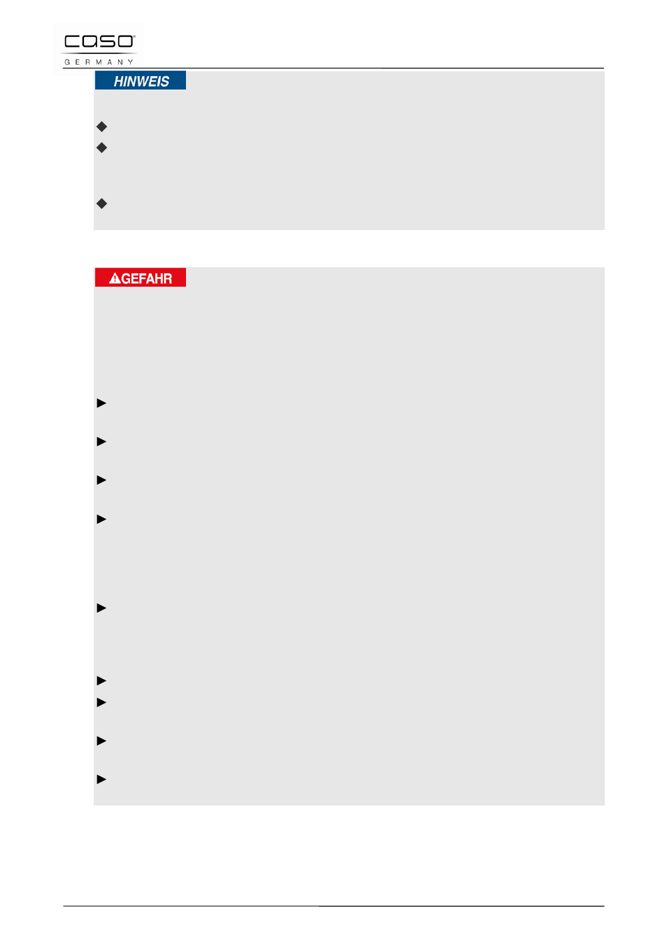 5 gefahr durch elektrischen strom | CASO Germany PRO 3500 (2365) User Manual | Page 17 / 127