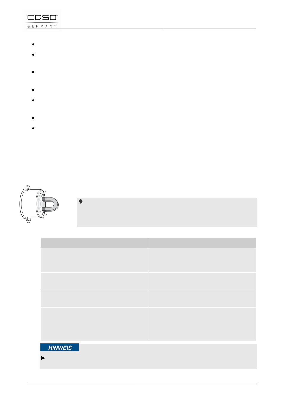 2 indicazioni sulle stoviglie, Indicazione | CASO Germany PRO 3500 (2365) User Manual | Page 81 / 127