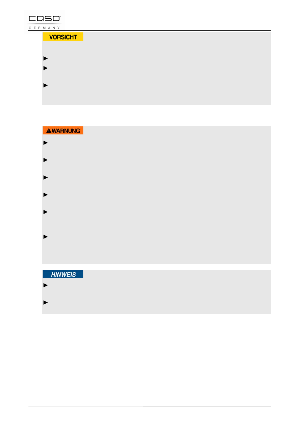 3 indicazioni di sicurezza, Attenzione, Avviso | Indicazione | CASO Germany PRO 3500 (2365) User Manual | Page 82 / 127