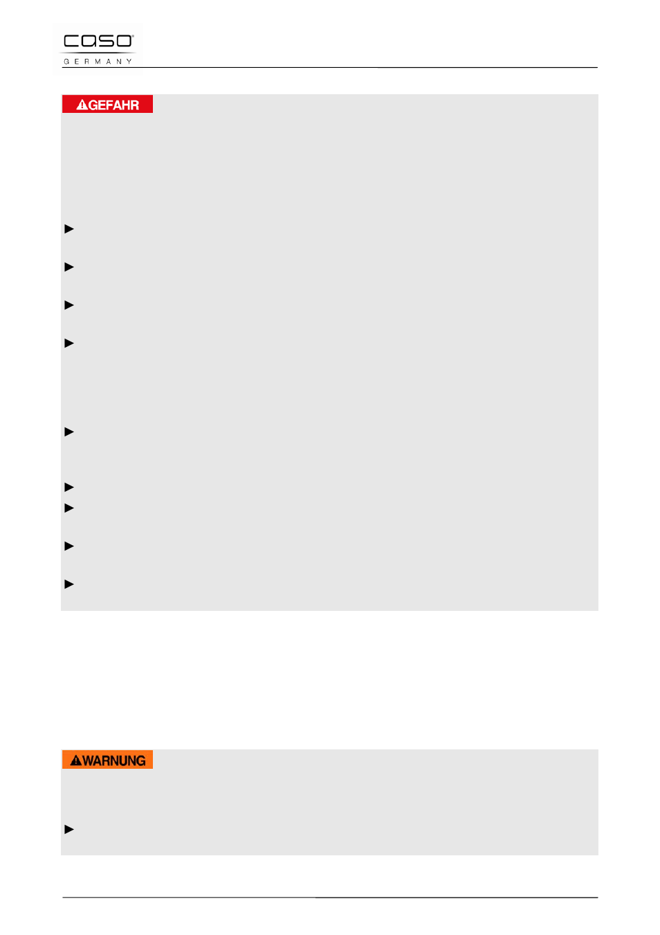 5 gefahr durch elektrischen strom, 3 inbetriebnahme, 1 sicherheitshinweise | CASO Germany Chef 2000 (2095) User Manual | Page 17 / 113