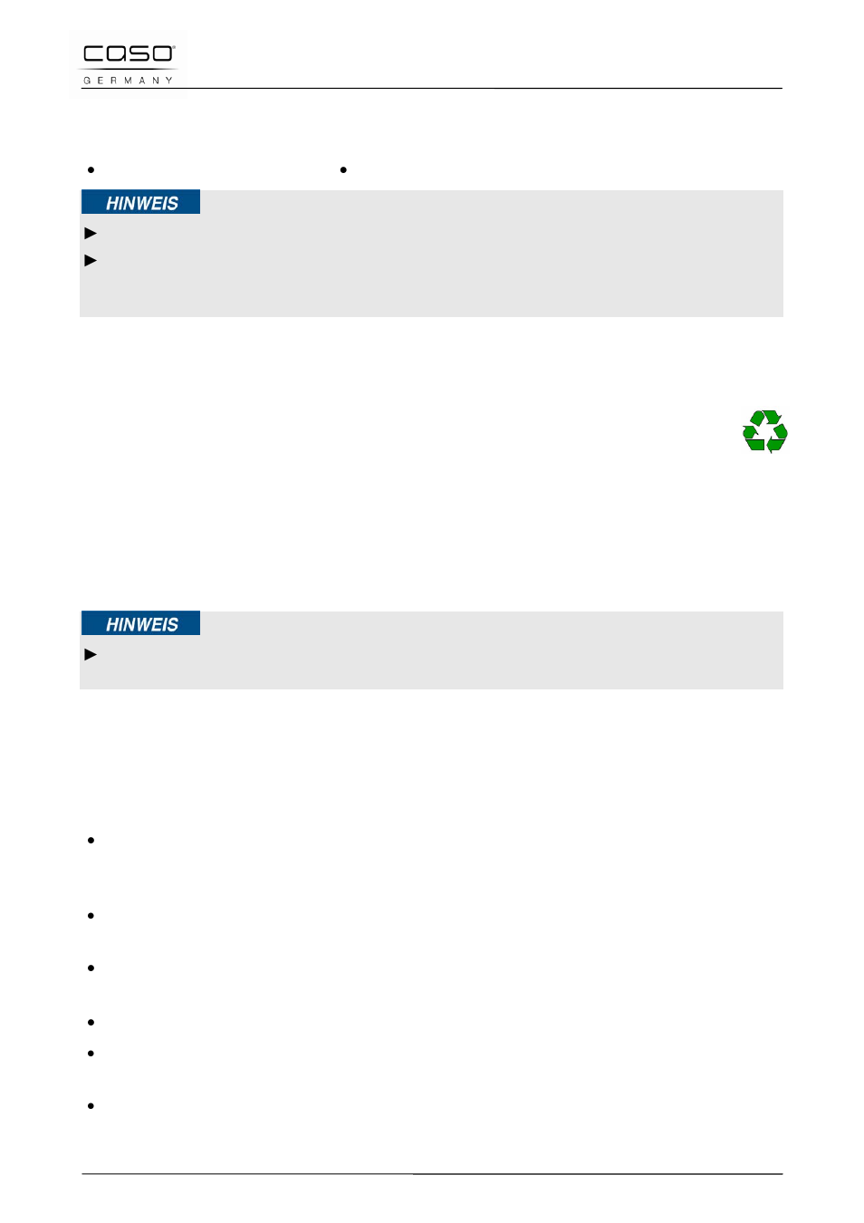 2 lieferumfang und transportinspektion, 3 auspacken, 4 entsorgung der verpackung | 5 aufstellung, 1 anforderungen an den aufstellort | CASO Germany Chef 2000 (2095) User Manual | Page 18 / 113