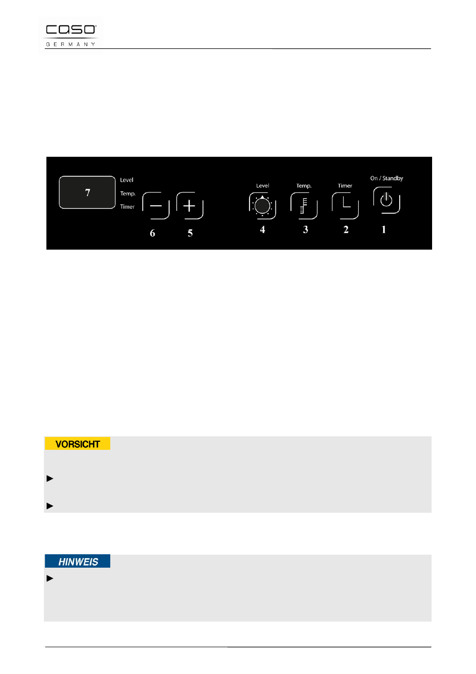 7 aufbau und funktion, 8 bedienelemente und anzeigen, 1 bedienfeld und display | 2 hinweise am gerät, 3 signaltöne | CASO Germany Chef 2000 (2095) User Manual | Page 20 / 113