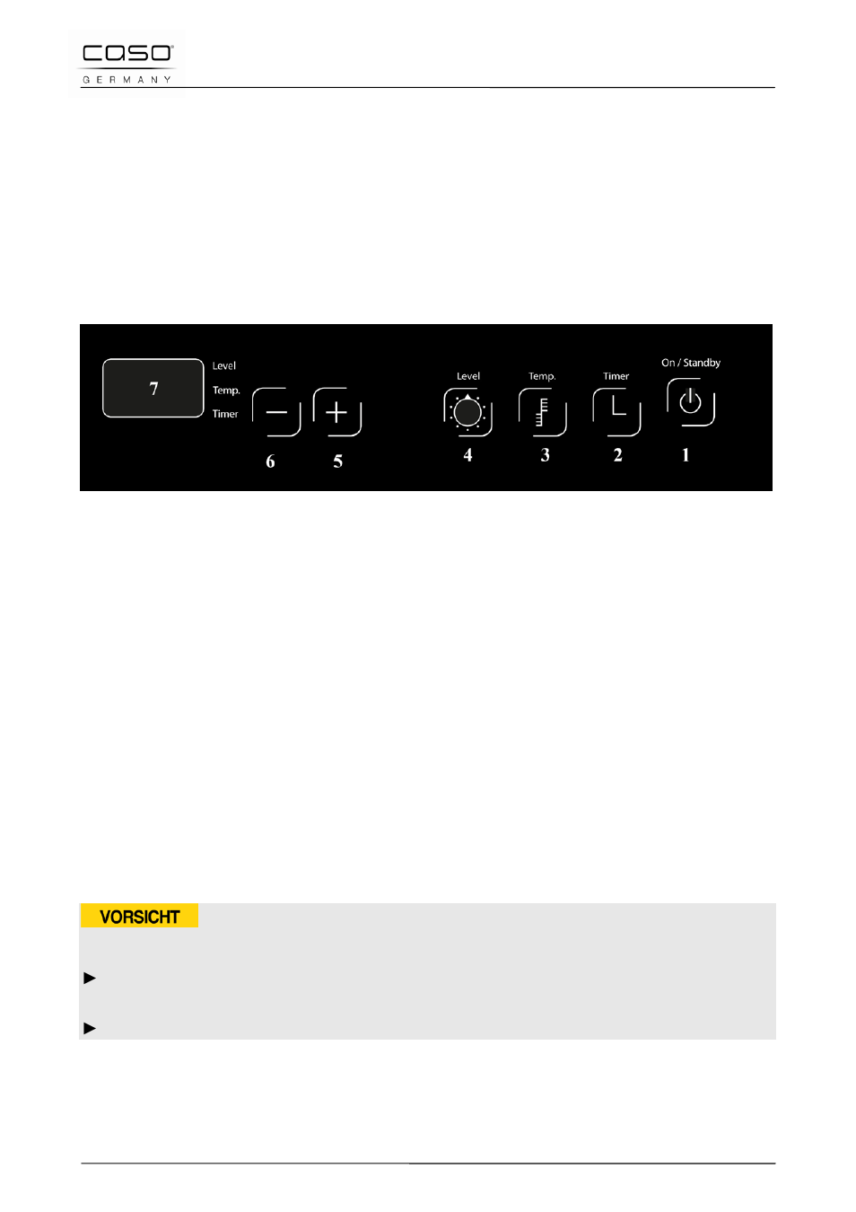 20 structure et fonctionnement, 1 eléments de commande et d'affichage, 1 panneau d'exploitation | 2 affichages sur l'appareil, Attention | CASO Germany Chef 2000 (2095) User Manual | Page 55 / 113