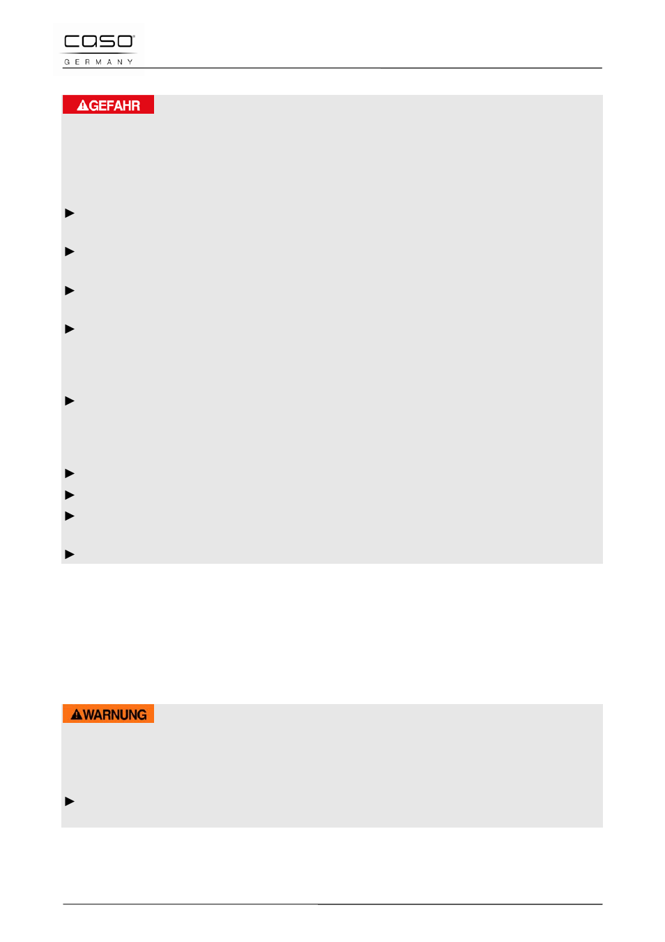 5 pericolo dovuto a corrente elettrica, 28 messa in funzione, 1 indicazioni di sicurezza | Pericolo, Avviso | CASO Germany Chef 2000 (2095) User Manual | Page 69 / 113