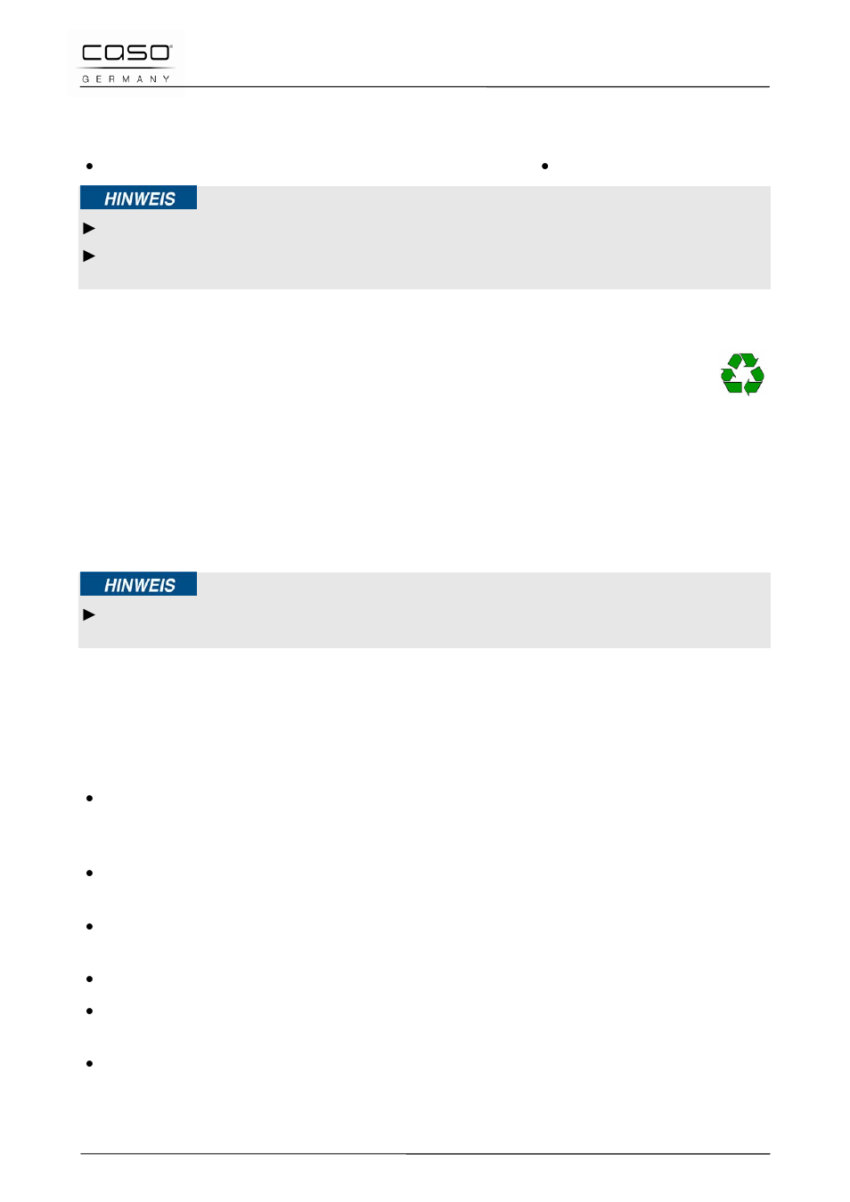 2 insieme della fornitura ed ispezione trasporto, 3 disimballaggio, 4 smaltimento dell’involucro | 5 posizionamento, 1 requisiti del luogo di posizionamento | CASO Germany Chef 2000 (2095) User Manual | Page 70 / 113