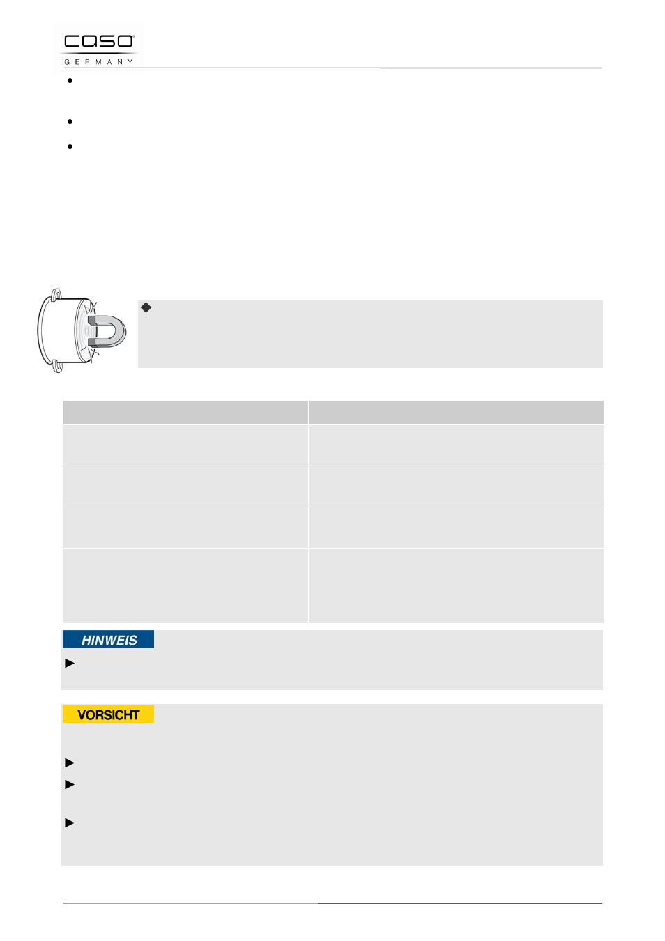 2 indicazioni sulle stoviglie, Attenzione, Indicazione | CASO Germany Chef 2000 (2095) User Manual | Page 74 / 113