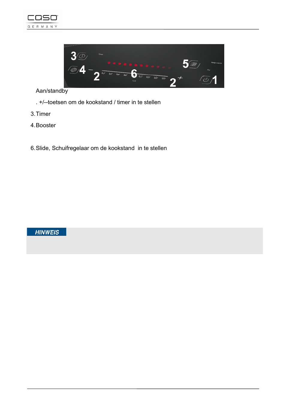 2 bedieningspaneel en display, 3 pieptonen, 4 thermische beveiliging bij oververhitting | 5 automatische uitschakeling, 2 typeplaatje | CASO Germany PRO Slide 2100 User Manual | Page 114 / 121