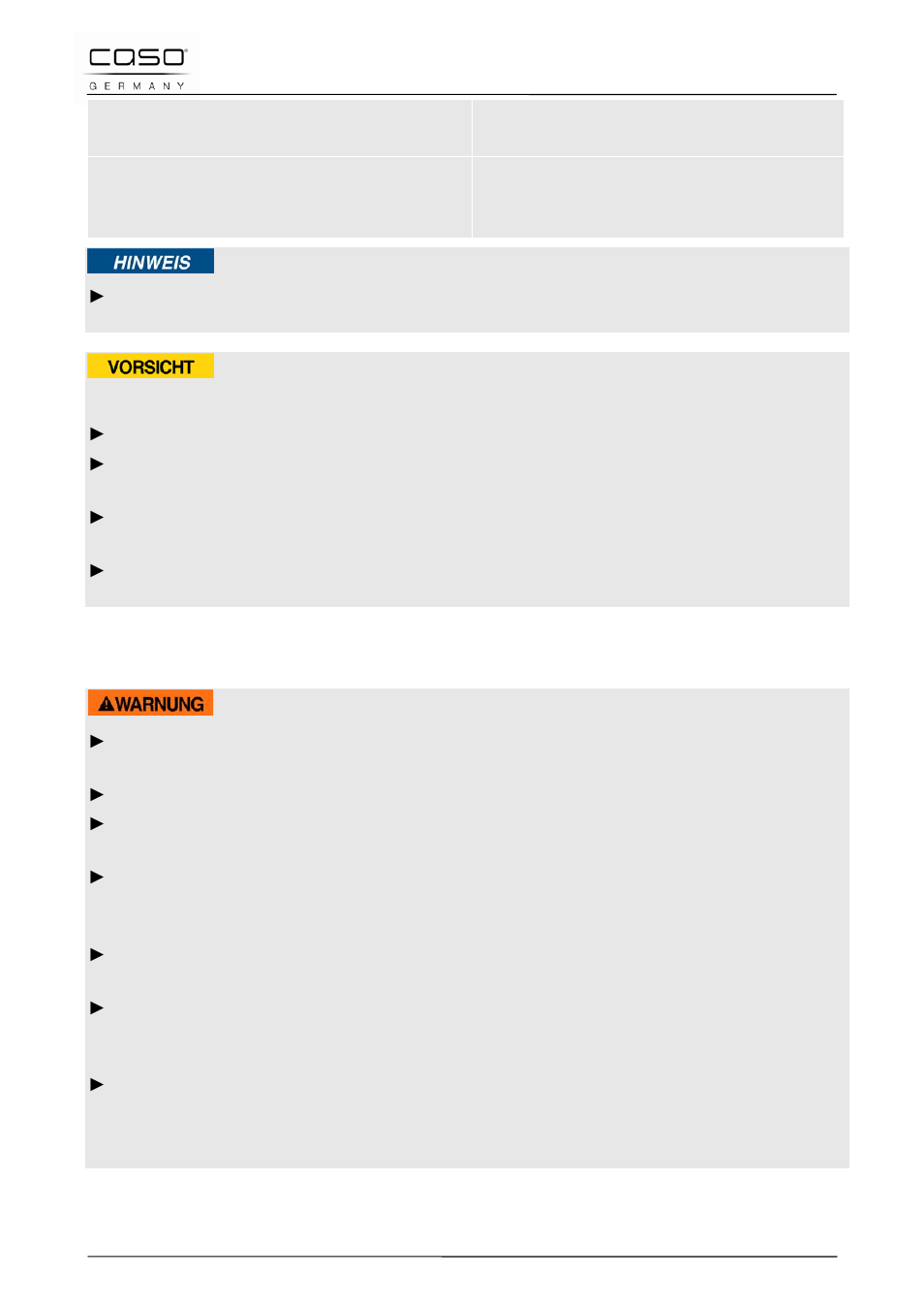 3 veiligheidsvoorschriften, Voorzichtig, Waarschuwing | CASO Germany PRO Slide 2100 User Manual | Page 116 / 121