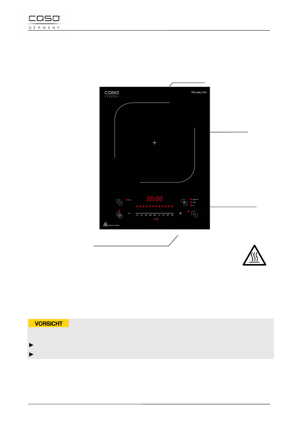 4 aufbau und funktion, 1 gesamtübersicht, 1 hinweise am gerät | CASO Germany PRO Slide 2100 User Manual | Page 20 / 121