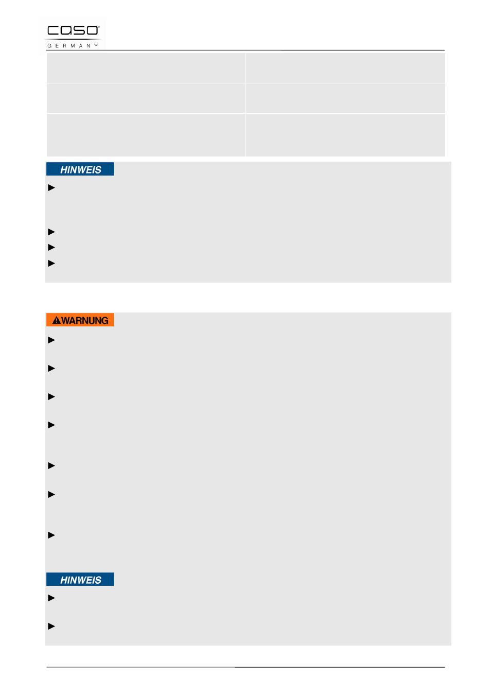 3 sicherheitshinweise | CASO Germany PRO Slide 2100 User Manual | Page 23 / 121
