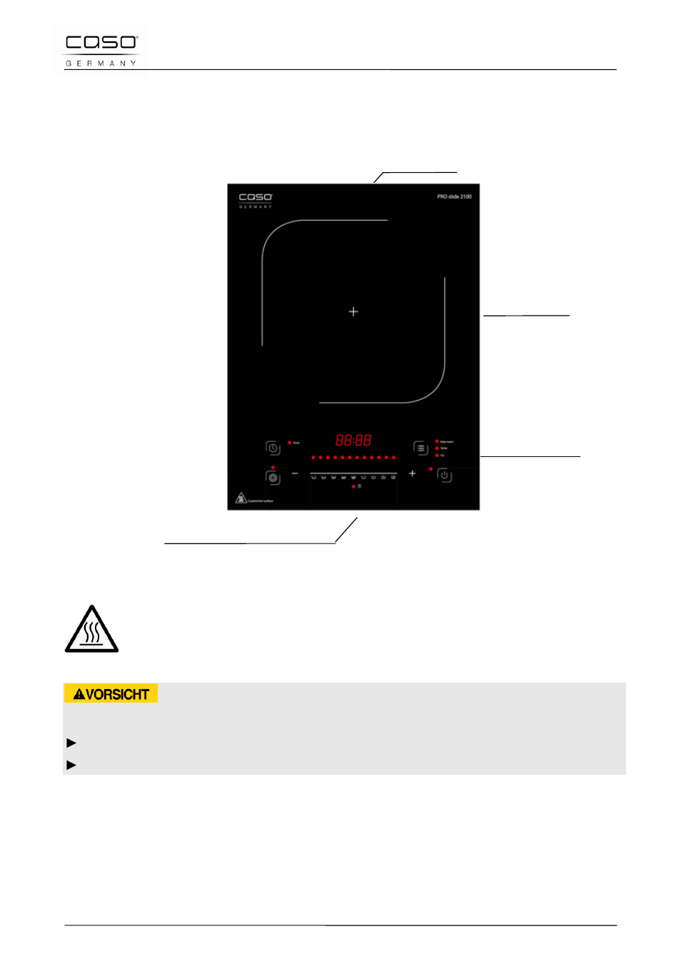 13 design and function, 1 complete overview, 1 details on the device | Attention | CASO Germany PRO Slide 2100 User Manual | Page 38 / 121