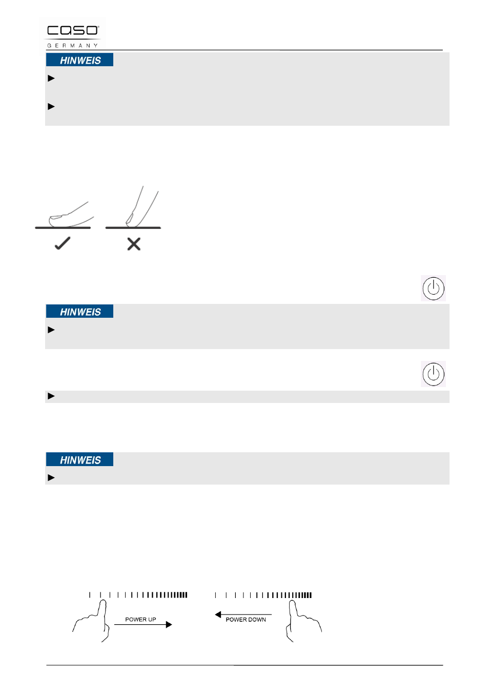 4 operating the appliance, 1 using the touch controls, 2 switching off | 3 switching on, 4 power stage | CASO Germany PRO Slide 2100 User Manual | Page 42 / 121
