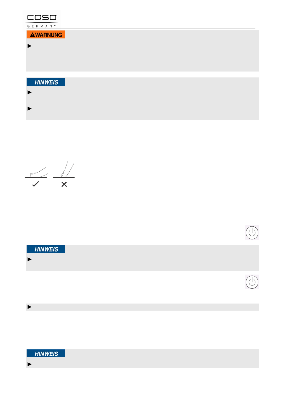 4 funzionamento dell’apparecchio, 1 utilisation des touches de commande, 2 spegnimento | 3 accensione, Avviso, Indicazione | CASO Germany PRO Slide 2100 User Manual | Page 81 / 121