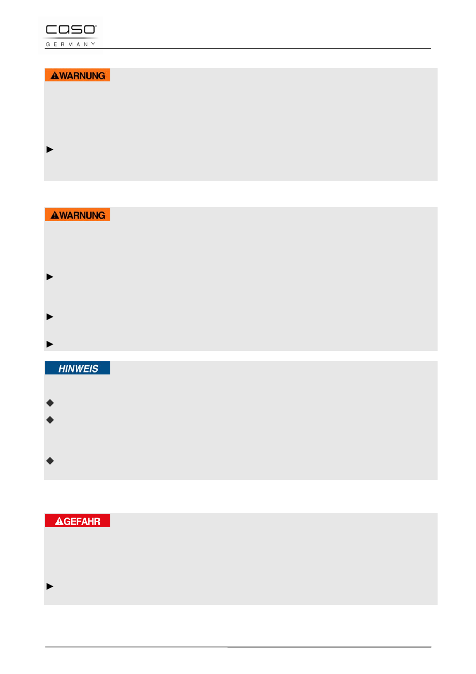 3 peligro de explosión, 4 peligro de incendio, 5 peligro de electrocución | Advertencia, Nota, Peligro | CASO Germany PRO Slide 2100 User Manual | Page 91 / 121