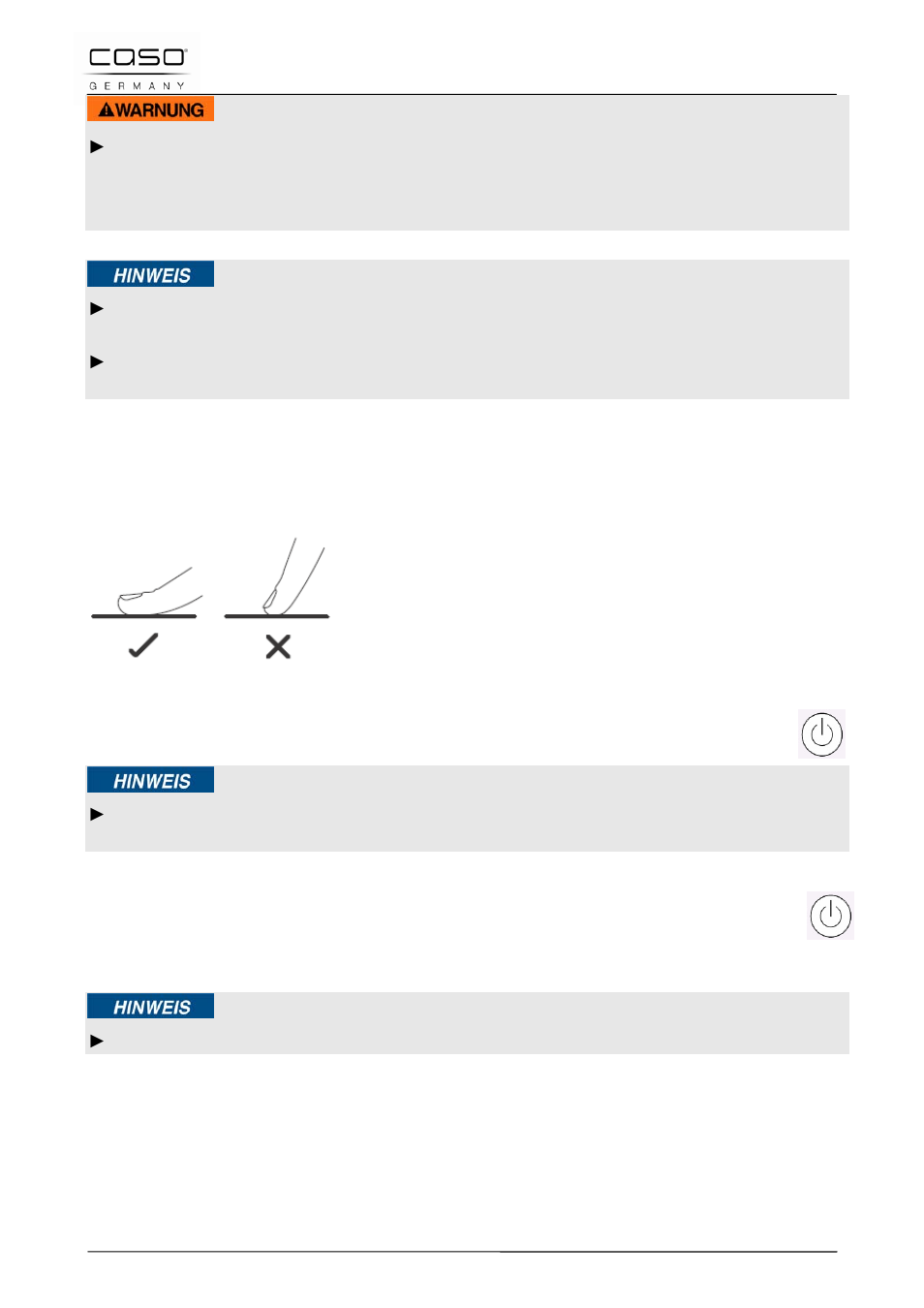 4 gebruik van het apparaat, 1 bediening met touch control, 2 uitschakelen | 3 inschakelen, Waarschuwing | CASO Germany INNO Slide 2100 User Manual | Page 120 / 125