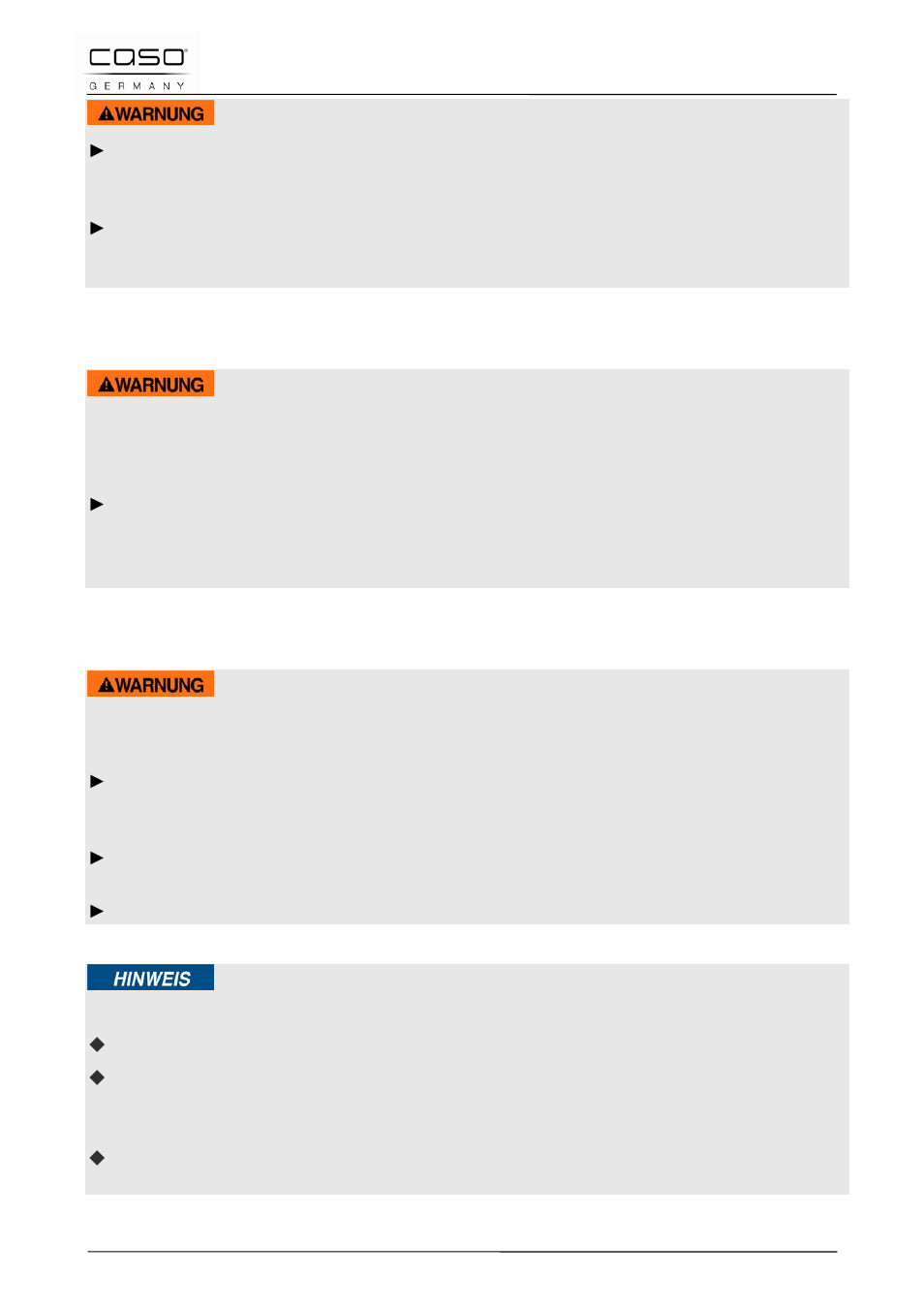 3 explosionsgefahr, 4 brandgefahr | CASO Germany INNO Slide 2100 User Manual | Page 16 / 125