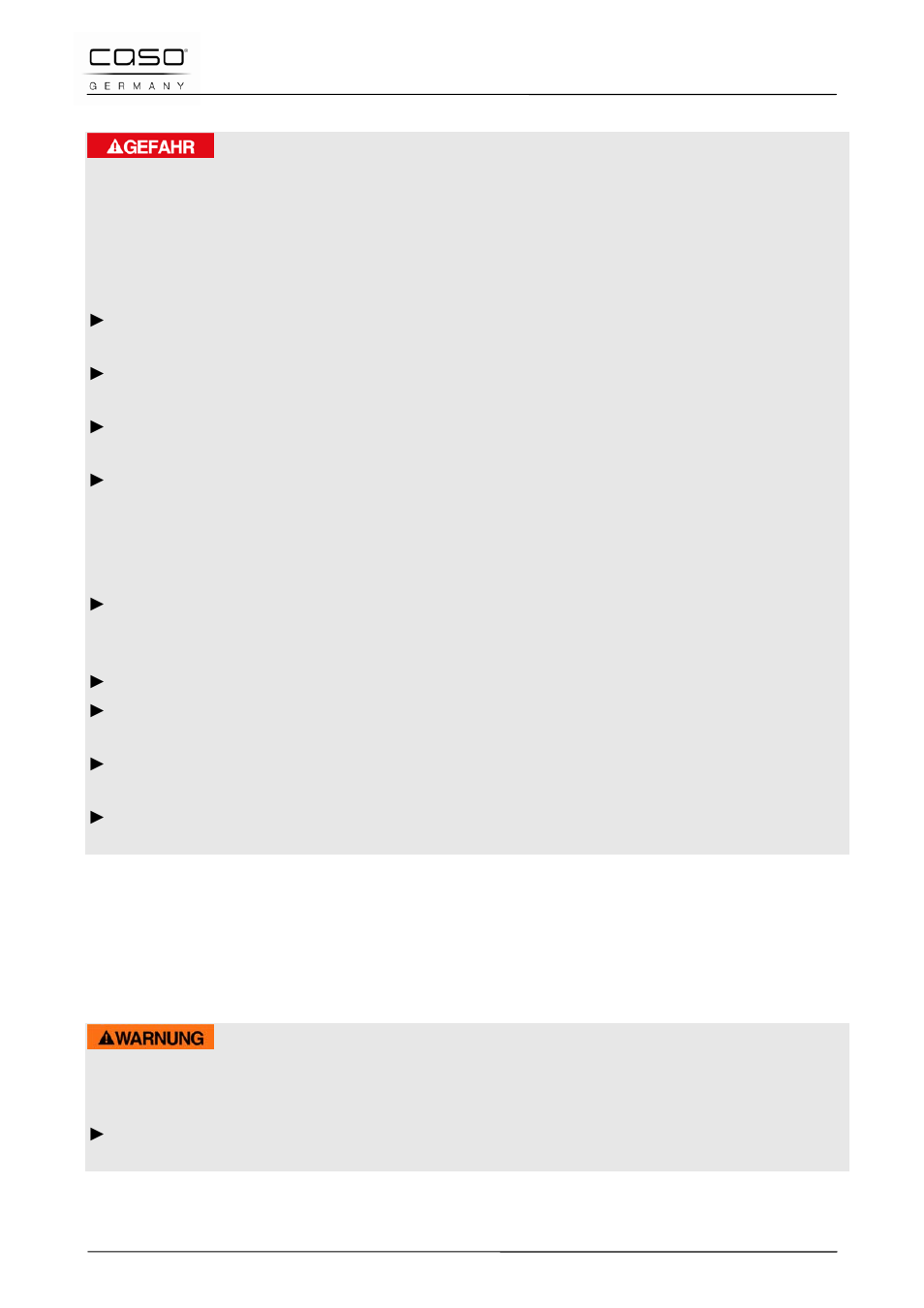 5 gefahr durch elektrischen strom, 3 inbetriebnahme, 1 sicherheitshinweise | CASO Germany INNO Slide 2100 User Manual | Page 17 / 125