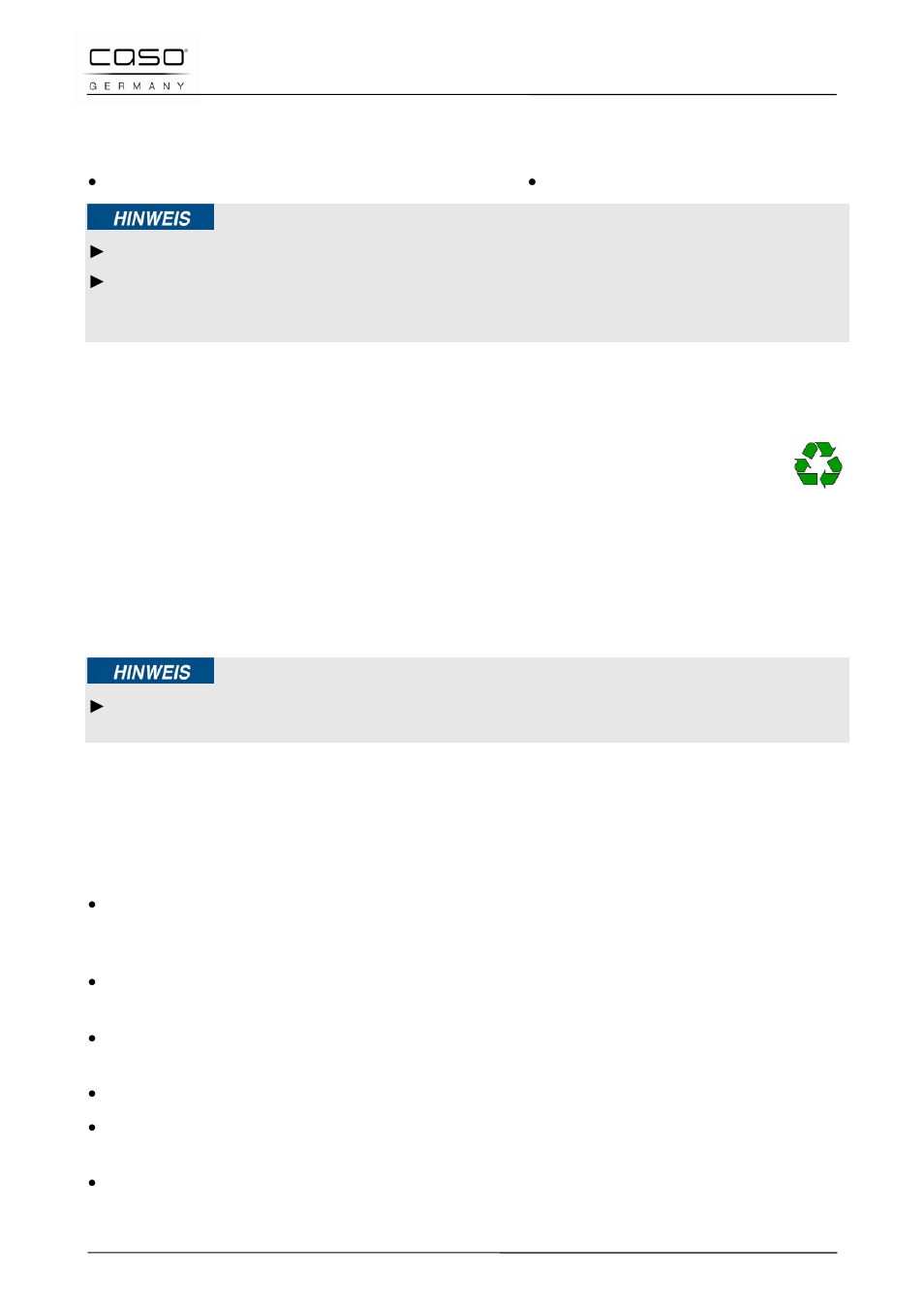 2 lieferumfang und transportinspektion, 3 auspacken, 4 entsorgung der verpackung | 5 aufstellung, 1 anforderungen an den aufstellort | CASO Germany INNO Slide 2100 User Manual | Page 18 / 125