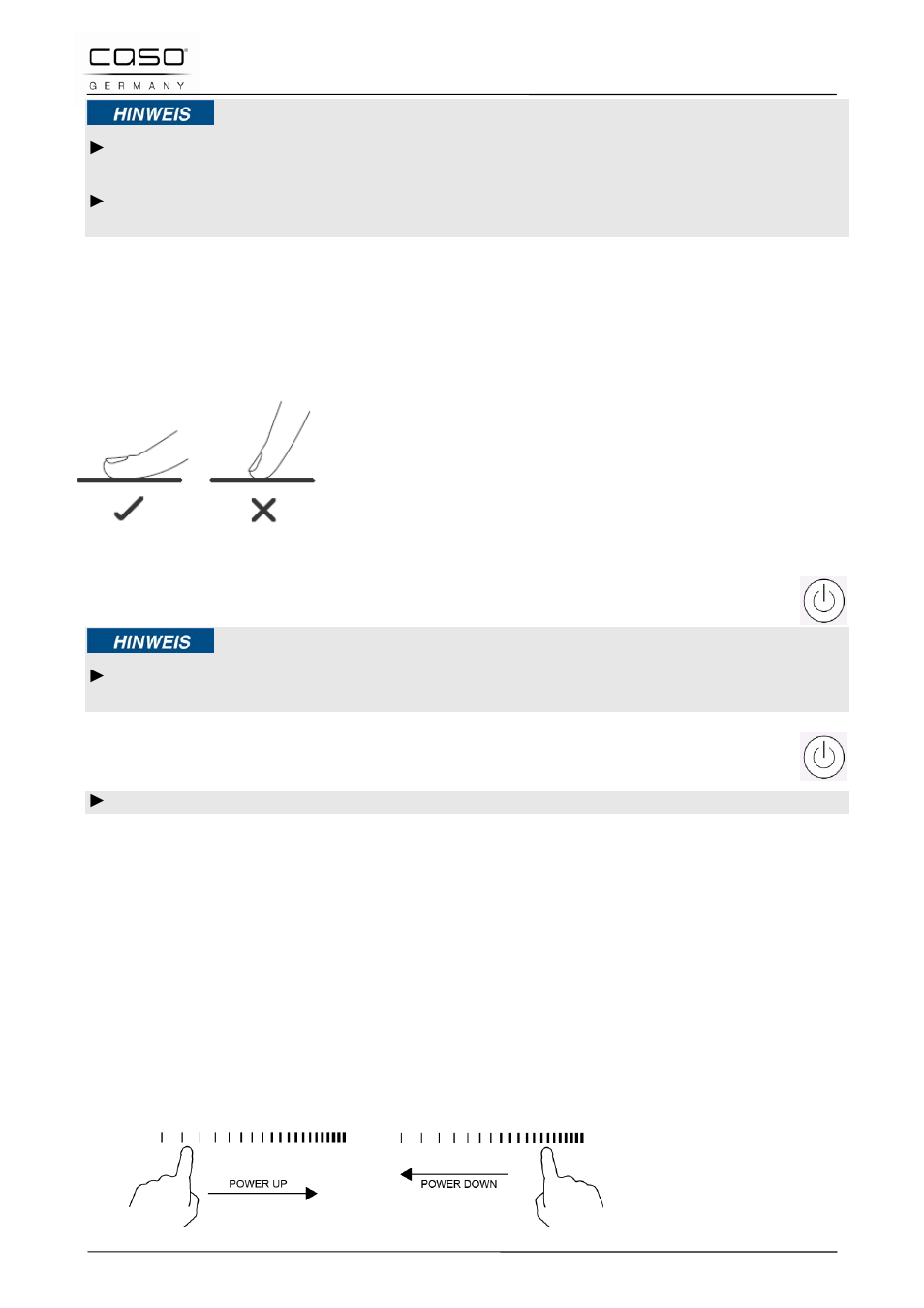 4 operating the appliance, 1 using the touch controls, 2 switching off | 3 switching on, 4 functions, 5 temperature stage | CASO Germany INNO Slide 2100 User Manual | Page 43 / 125