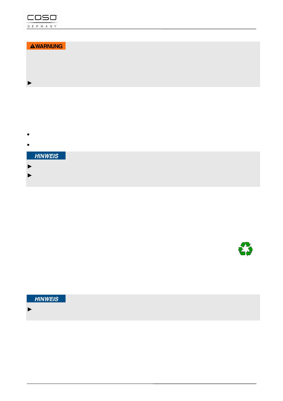 1 consignes de sécurité, 2 inventaire et contrôle de transport, 3 déballage | 4 elimination des emballages, Attention, Remarque | CASO Germany INNO Slide 2100 User Manual | Page 55 / 125