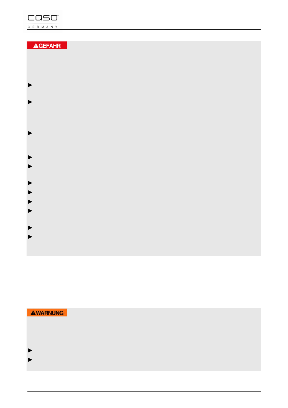 5 peligro de electrocución, 52 puesta en marcha, 1 instrucciones de seguridad | Peligro, Advertencia | CASO Germany FonDue Set (2280, 2282) User Manual | Page 101 / 110