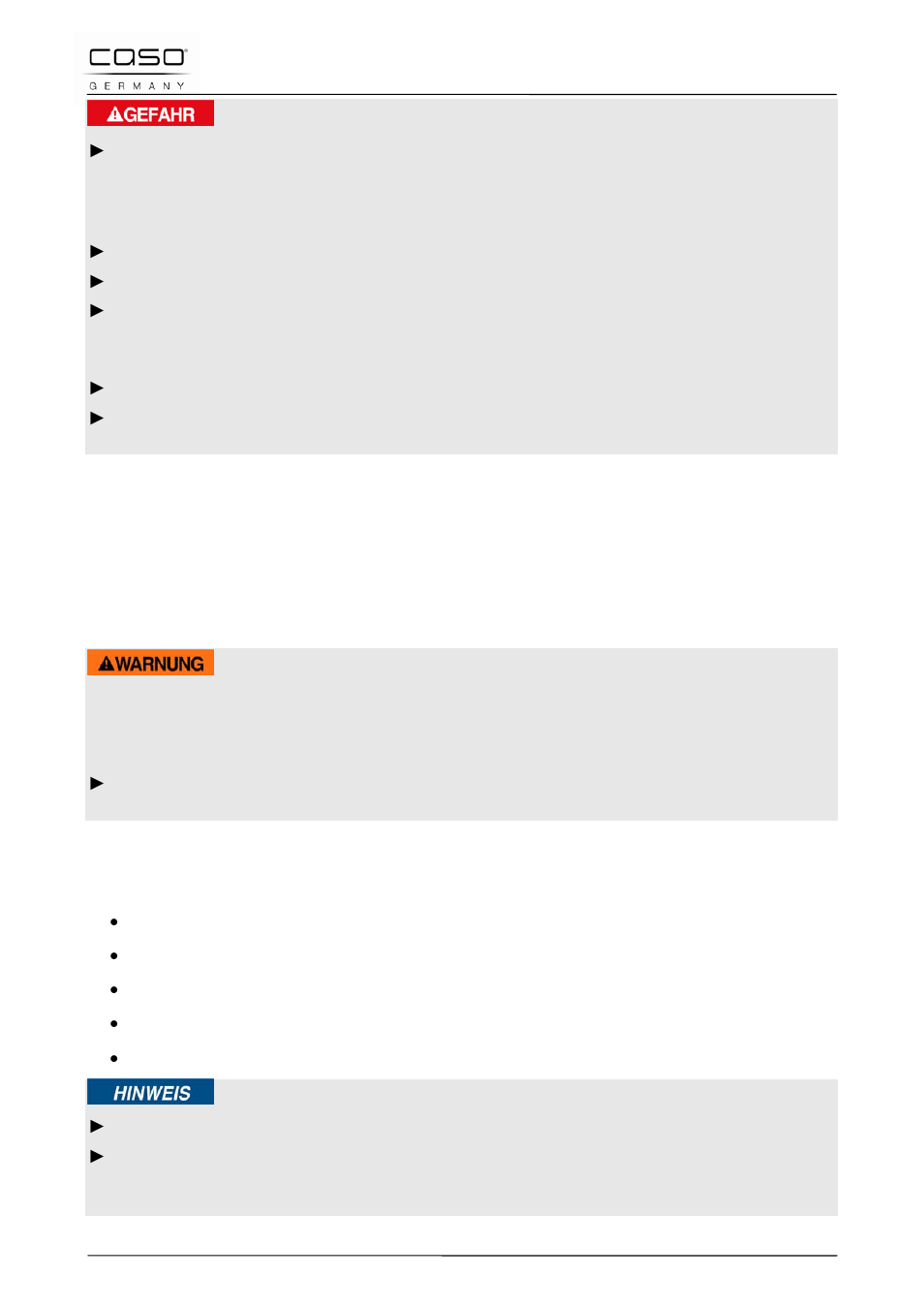 42 ingebruikname, 1 veiligheidsvoorschriften, 2 leveringsomvang en transportinspectie | Gevaar, Waarschuwing | CASO Germany FonDue Set (2280, 2282) User Manual | Page 85 / 110