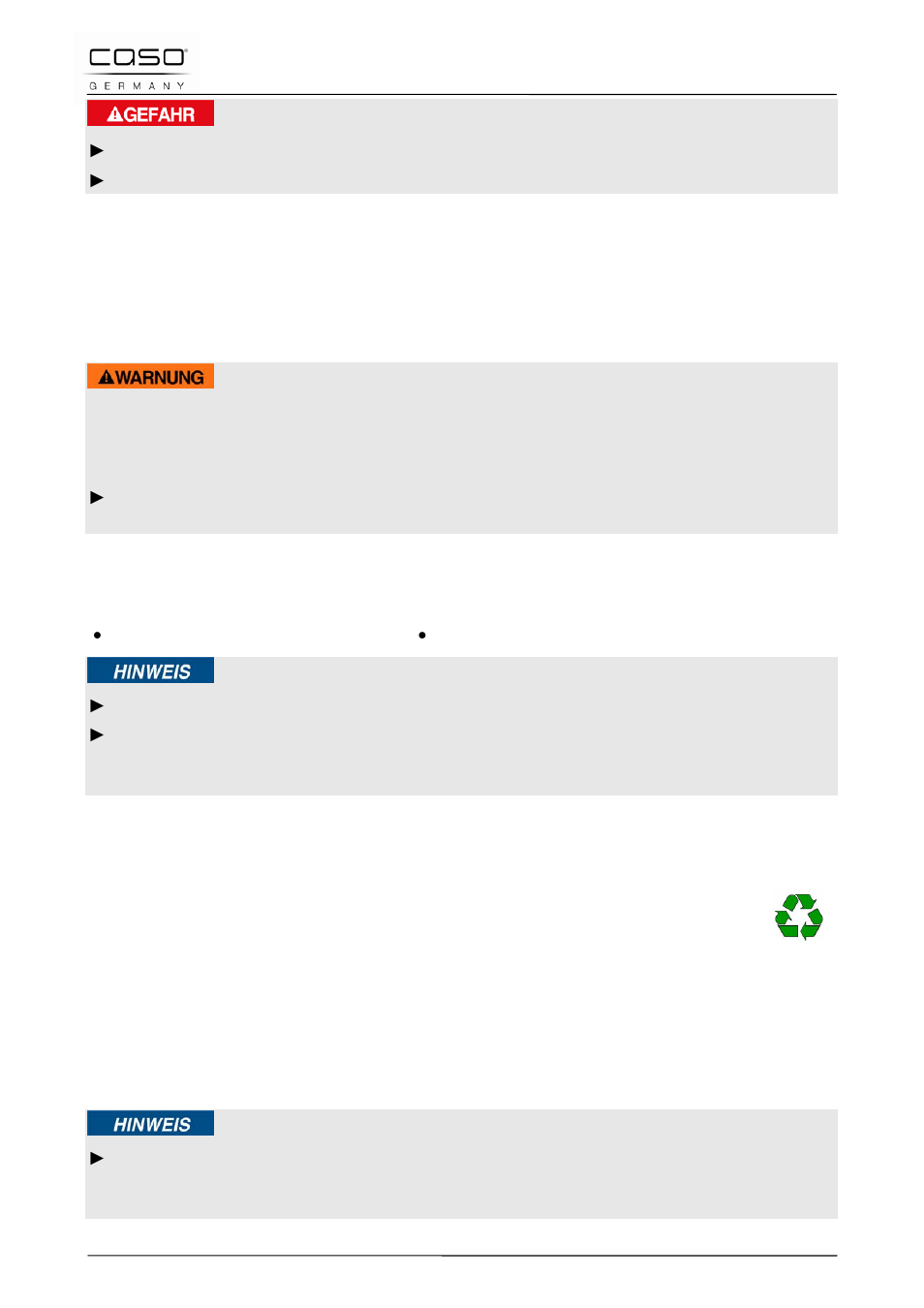 43 ingebruikname, 1 veiligheidsvoorschriften, 2 leveringsomvang en transportinspectie | 3 uitpakken, 4 verwijderen van de verpakking, Gevaar | CASO Germany Master P3 (2150) User Manual | Page 97 / 130