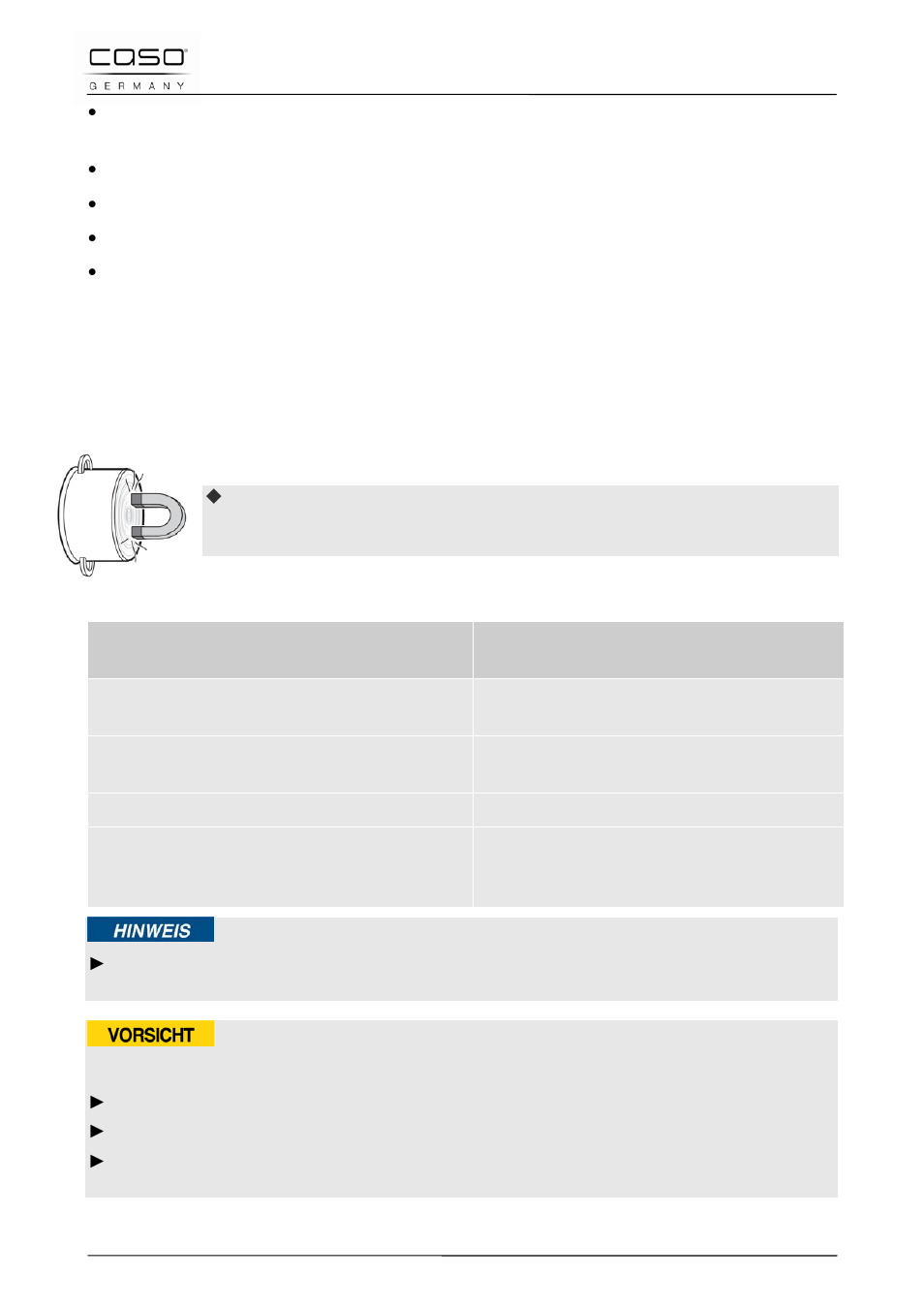 2 instructions on cookware, Attention | CASO Germany Vario Power 3400 CHEF (2253) User Manual | Page 40 / 116