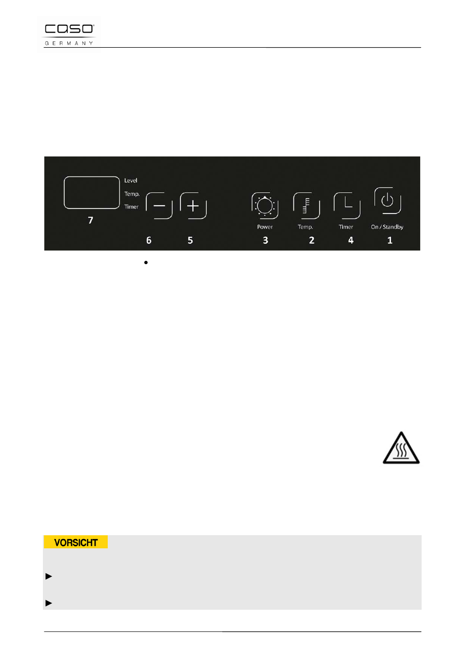 23 structure et fonctionnement, 1 eléments de commande et d'affichage, 1 panneau d'exploitation | 2 affichages sur l'appareil, Attention | CASO Germany Vario Power 3400 CHEF (2253) User Manual | Page 55 / 116