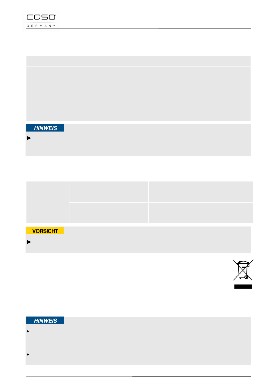 2 visualizzazione malfunzionamenti, 3 cause dei malfunzionamenti e soluzioni, 4 smaltimento dell’apparecchio obsoleto | Attenzione, Indicazione | CASO Germany Vario Power 3400 CHEF (2253) User Manual | Page 80 / 116