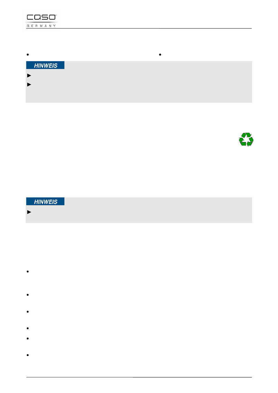 2 lieferumfang und transportinspektion, 3 auspacken, 4 entsorgung der verpackung | 5 aufstellung, 1 anforderungen an den aufstellort | CASO Germany Vario Power 3400 Magenta (2252) User Manual | Page 18 / 119