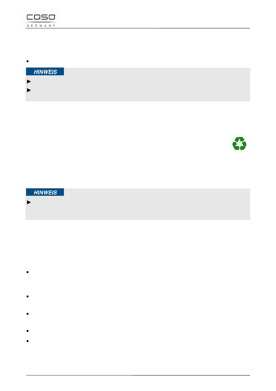 2 inventaire et contrôle de transport, 3 déballage, 4 elimination des emballages | 5 mise en place, 1 exigences pour l'emplacement d'utilisation | CASO Germany Vario Power 3400 (2250) User Manual | Page 54 / 122