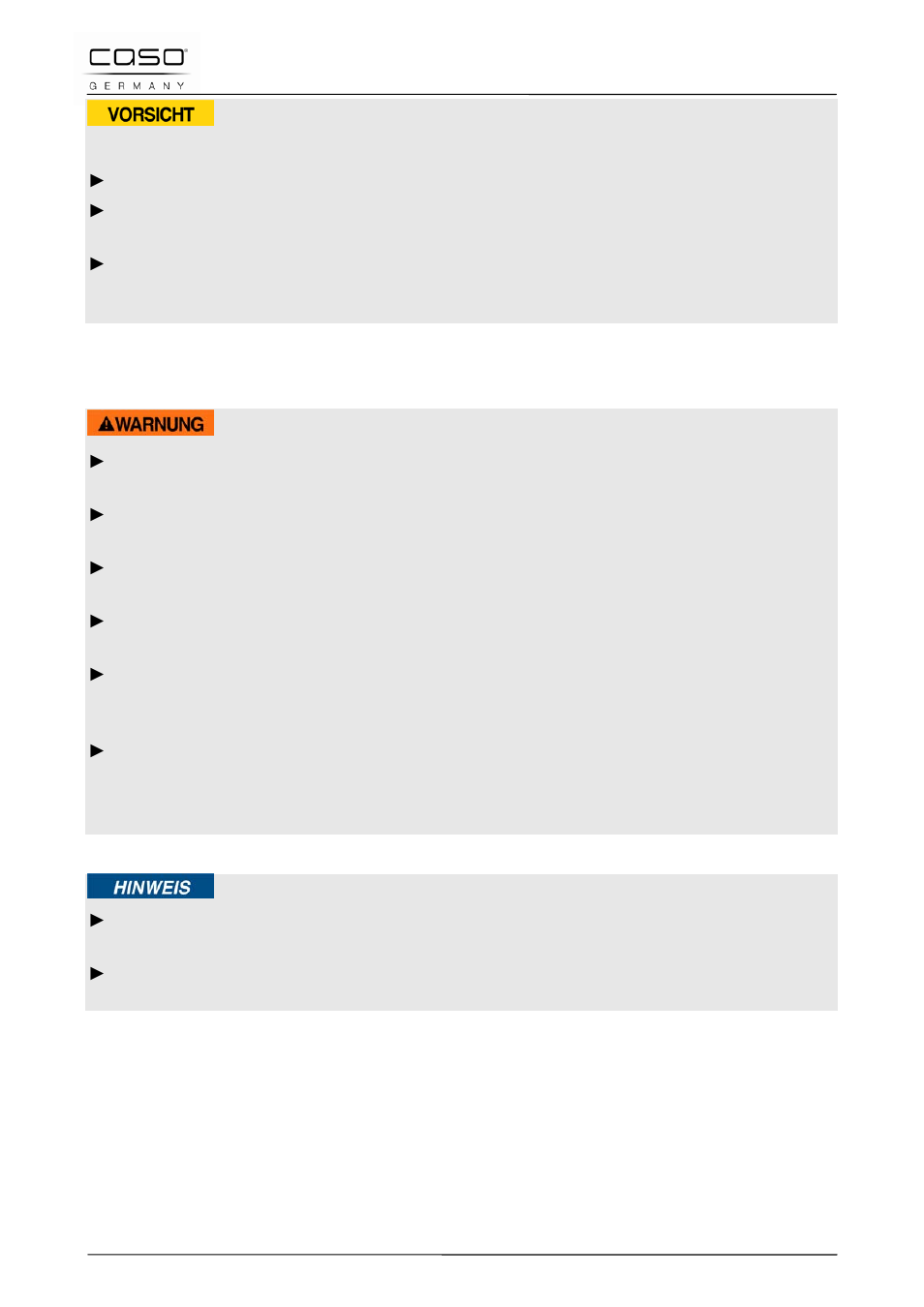 3 indicazioni di sicurezza, Attenzione, Avviso | Indicazione | CASO Germany ECO 3400 (2045) User Manual | Page 77 / 119