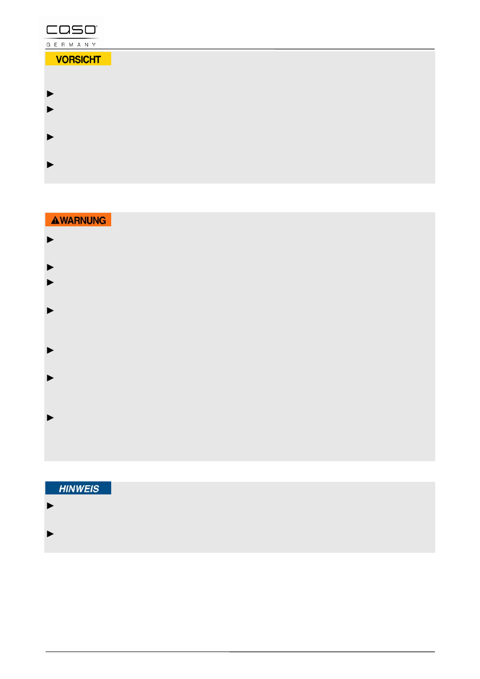 3 veiligheidsvoorschriften, Voorzichtig, Waarschuwing | CASO Germany ECO 3400 (2045) User Manual | Page 96 / 119