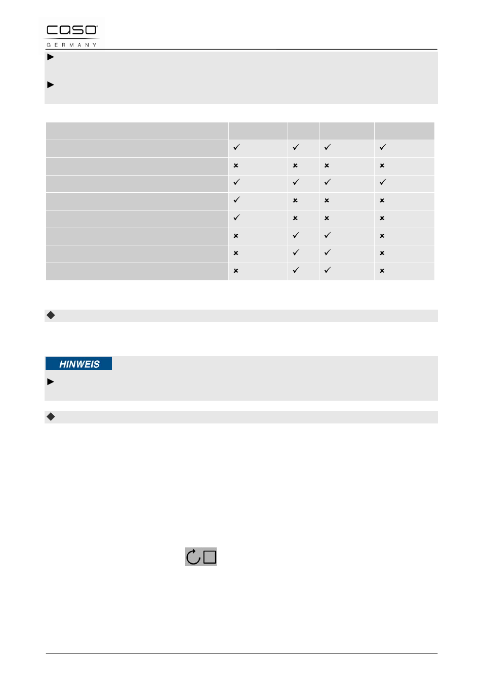 4 deur openen/sluiten, 5 inschakelen naar programmakeuze, 6 herstellen van de programmakeuze | 7 snelstart | CASO Germany IMCG25 User Manual | Page 168 / 179