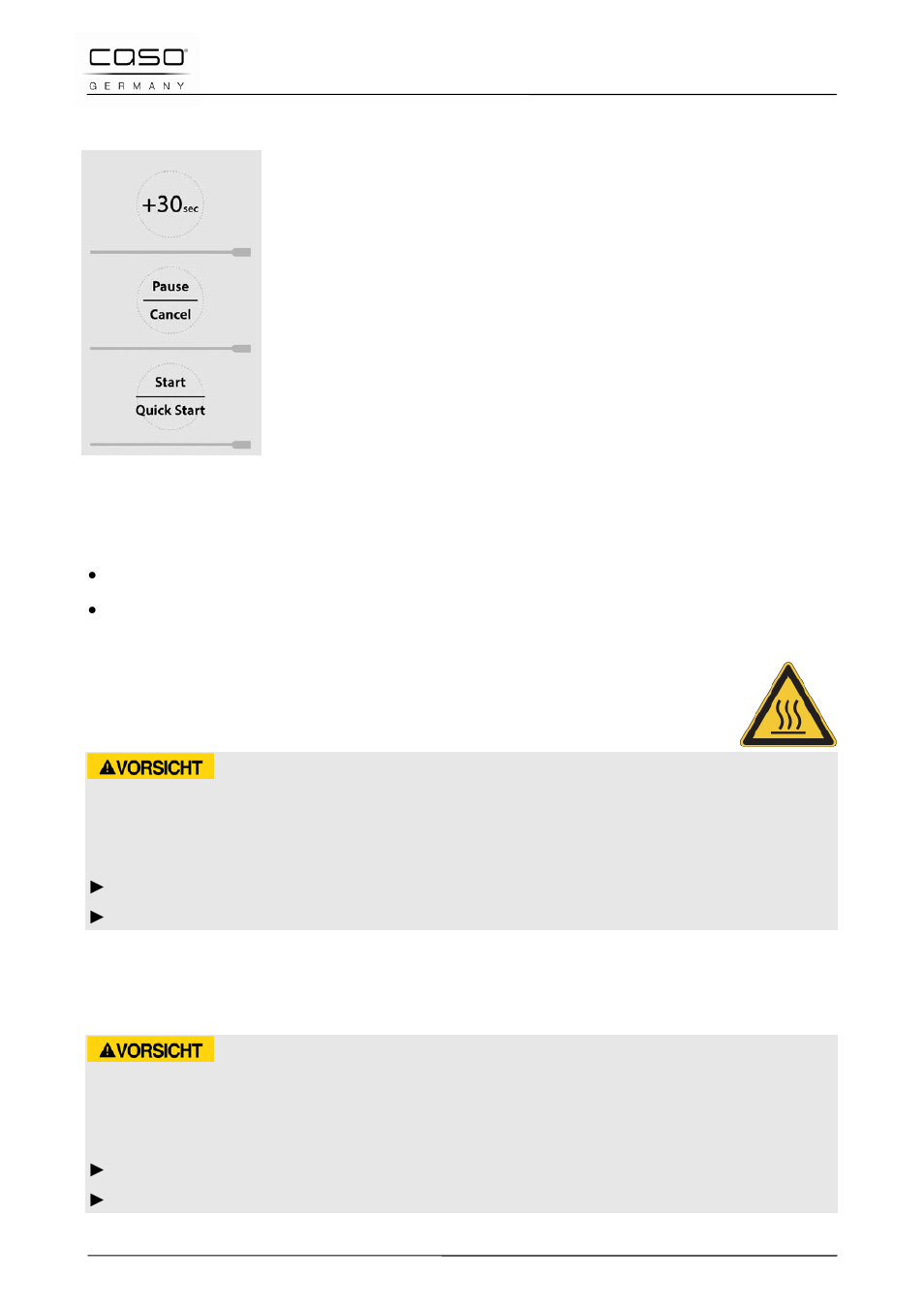 3 campos sensor touch, 4 señales acústicas, 5 dispositivos de seguridad | 1 advertencias en el aparato, 2 bloqueo de puerta, Precaución | CASO Germany IMG23 User Manual | Page 133 / 173