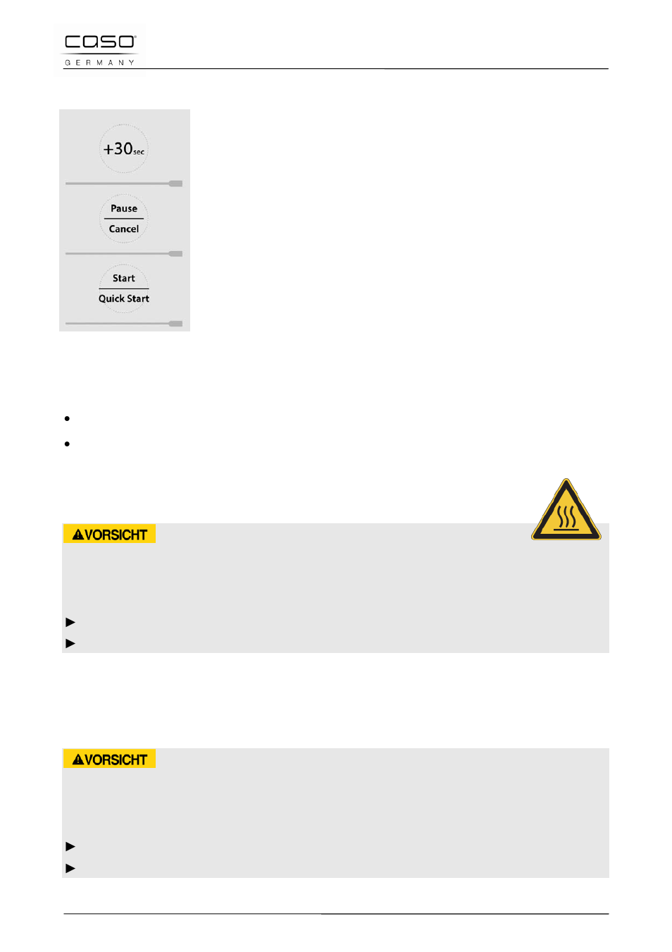 3 sensor touch felder, 4 signaltöne, 5 sicherheitseinrichtungen | 1 warnhinweise am gerät, 2 türverriegelung | CASO Germany IMG23 User Manual | Page 26 / 173