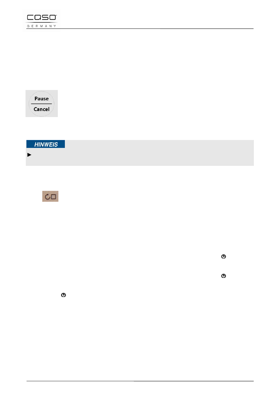 7 schnellstart, 8 pause/beenden, 9 einstellen der uhr | 10 funktion +30sec | CASO Germany IMG23 User Manual | Page 30 / 173