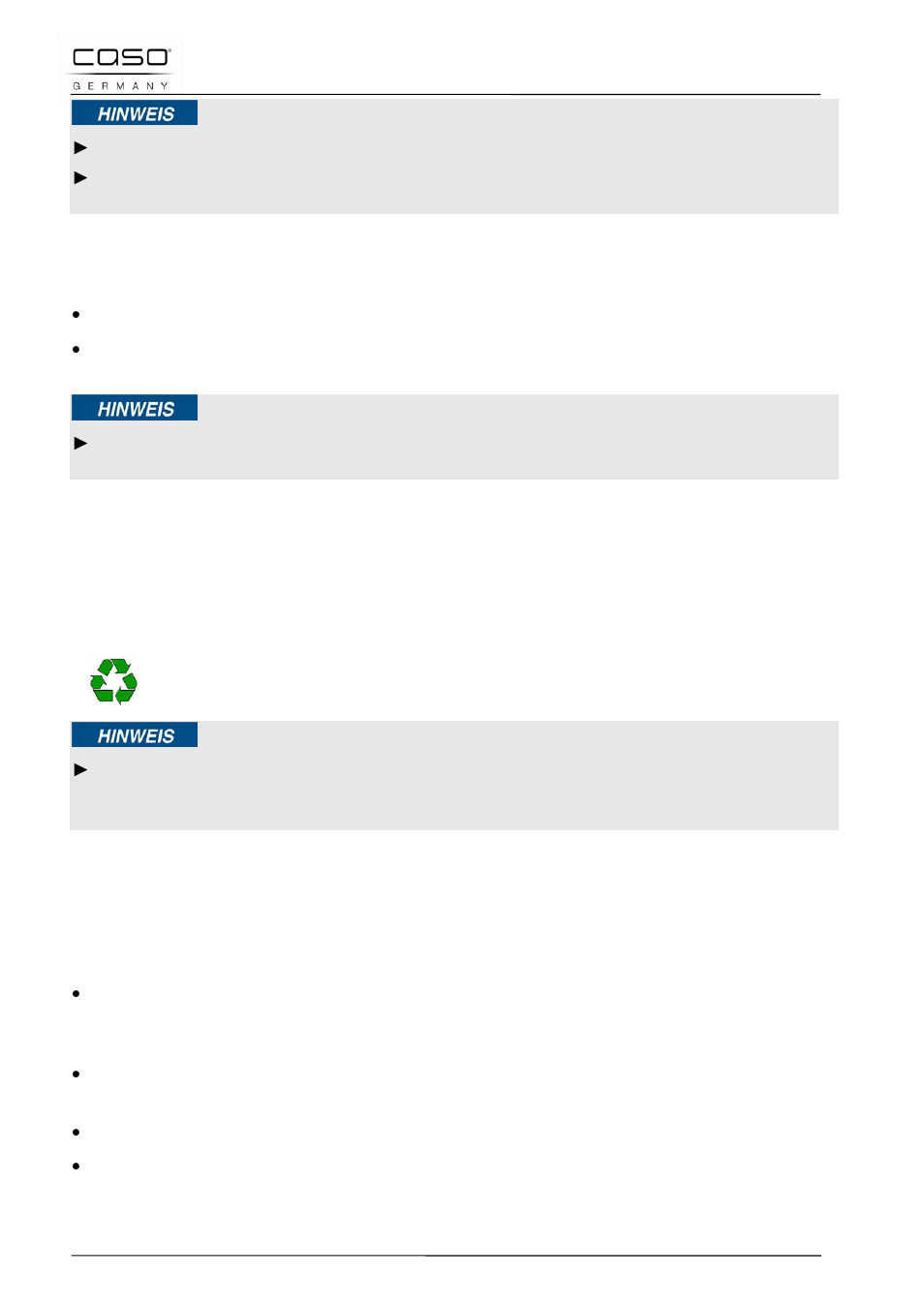 3 unpacking, 4 disposal of the packaging, 5 setup | 1 setup location requirements | CASO Germany IMG23 User Manual | Page 48 / 173