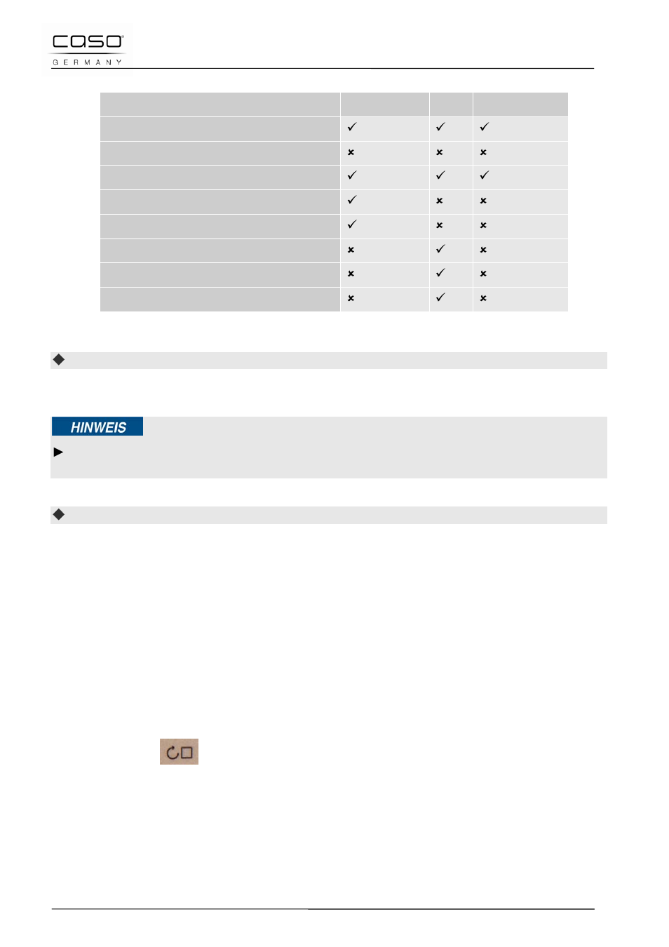 4 opening / closing door, 5 activation after selecting the programme, 6 reset programmsetting | 7 quick start | CASO Germany IMG23 User Manual | Page 56 / 173